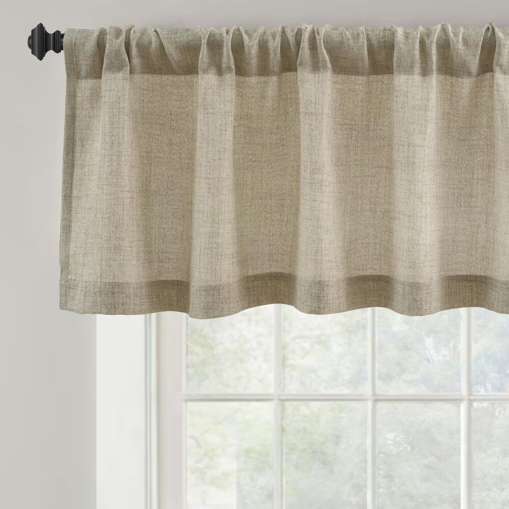 One panel, 52"W x 18"L, Linen Textured Curtain Valance (Khaki)